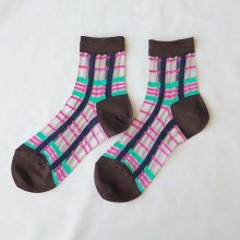 <img class='new_mark_img1' src='https://img.shop-pro.jp/img/new/icons7.gif' style='border:none;display:inline;margin:0px;padding:0px;width:auto;' />CHECK SOCKS　BROWN　Tricote　 トリコテ
