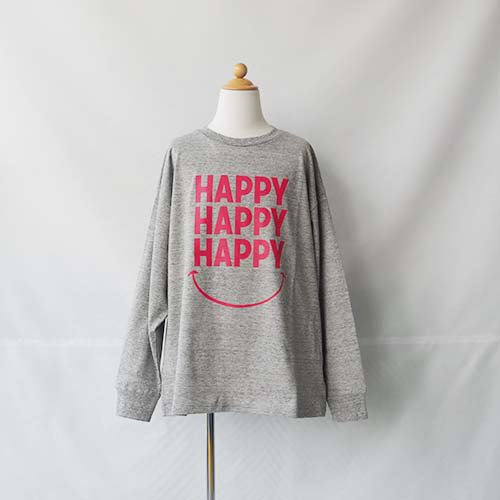 <img class='new_mark_img1' src='https://img.shop-pro.jp/img/new/icons16.gif' style='border:none;display:inline;margin:0px;padding:0px;width:auto;' />HAPPY ロンTee 　H.GRAY　S-XL(90-160)　SMOOTHY　スムージー