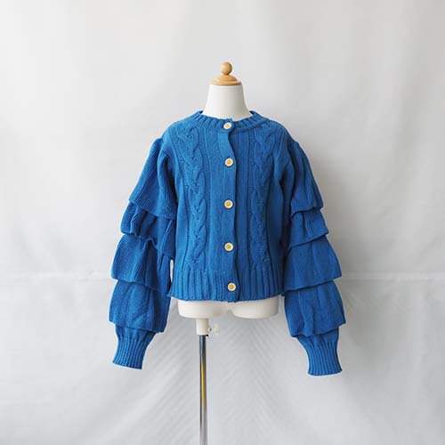 <img class='new_mark_img1' src='https://img.shop-pro.jp/img/new/icons16.gif' style='border:none;display:inline;margin:0px;padding:0px;width:auto;' />frilled cardigan  cobalt blue   S-L(90-140)　　folk made フォークメイド