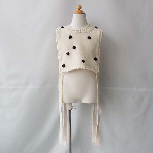 HAND KNITTED DOTS VEST IVORY KIDS F FRANKY GROW - こどもふくと雑貨