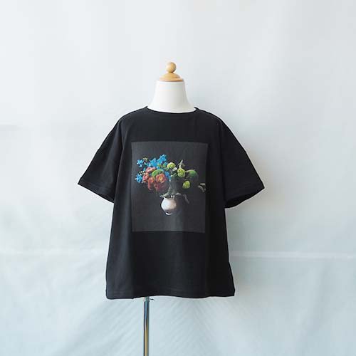 Flower T ブラック L-XL(115-150) michirico ミチリコ - こどもふくと