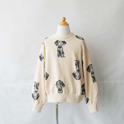 <img class='new_mark_img1' src='https://img.shop-pro.jp/img/new/icons16.gif' style='border:none;display:inline;margin:0px;padding:0px;width:auto;' />dog print jersey sweatshirt  ivoryblack    SS-L(80-140)folk made եᥤ