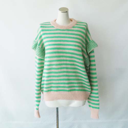 <img class='new_mark_img1' src='https://img.shop-pro.jp/img/new/icons7.gif' style='border:none;display:inline;margin:0px;padding:0px;width:auto;' />stripe frilled pullover   pinkgreen   Ffolk made եᥤ