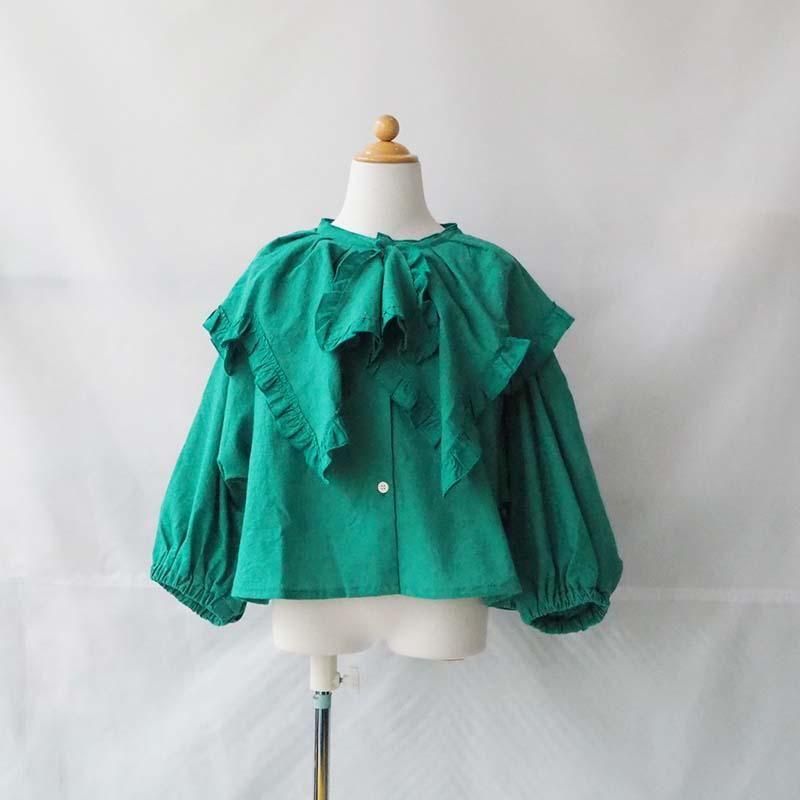 <img class='new_mark_img1' src='https://img.shop-pro.jp/img/new/icons7.gif' style='border:none;display:inline;margin:0px;padding:0px;width:auto;' />symphony frill blouse   green  LL(140-155)folk made եᥤ