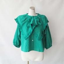 <img class='new_mark_img1' src='https://img.shop-pro.jp/img/new/icons16.gif' style='border:none;display:inline;margin:0px;padding:0px;width:auto;' />symphony frill blouse   green  Ffolk made եᥤ