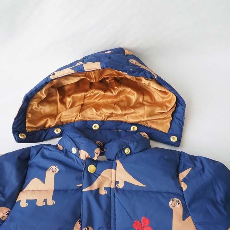 Dinos aop hooded puffer Blue 104-122 mini rodini