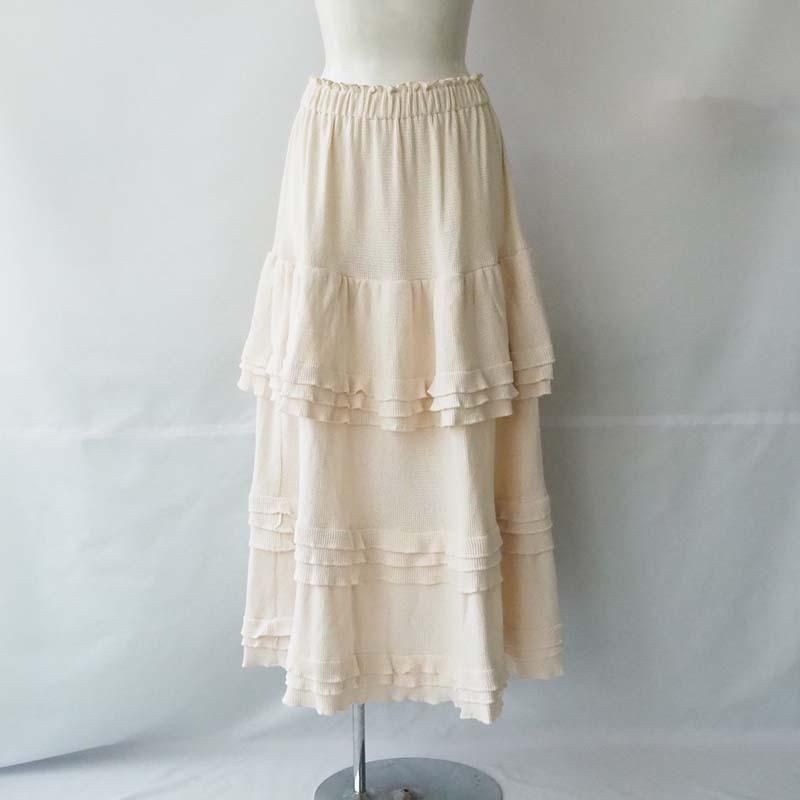<img class='new_mark_img1' src='https://img.shop-pro.jp/img/new/icons7.gif' style='border:none;display:inline;margin:0px;padding:0px;width:auto;' />village ruffle long skirt   IVORY    Ffolk made եᥤ