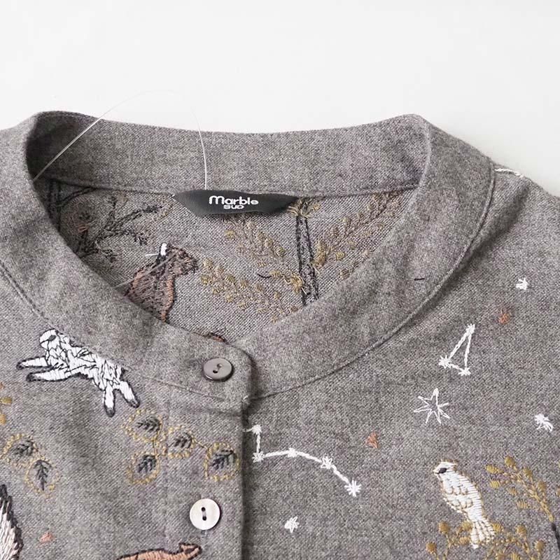 starry forest ソデシャーリングブラウス GREY marble SUD