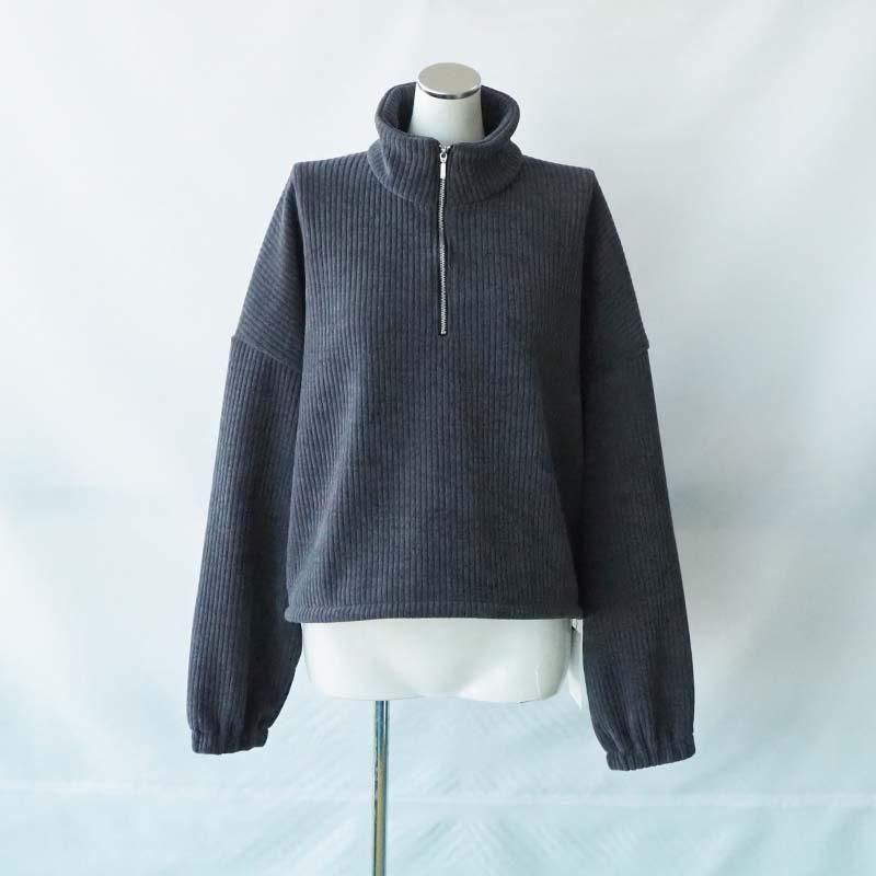 <img class='new_mark_img1' src='https://img.shop-pro.jp/img/new/icons7.gif' style='border:none;display:inline;margin:0px;padding:0px;width:auto;' />モーデュロイジップアップ TOPS  CHARCOAL GRAY   F  souple