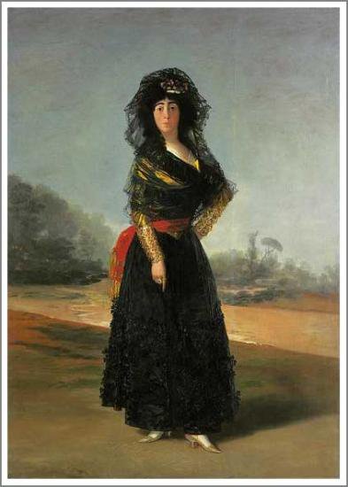 手描き 油絵 複製画 フランシスコ・デ・ゴヤ「黒衣のアルバ女公爵」 額