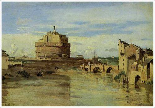 コロー ローマのサン タンジェロ城とテベレ川 絵画 油画複製画 販売 アート名画館