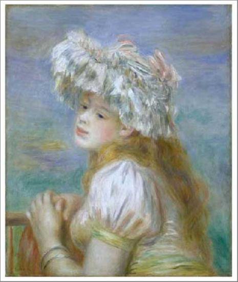絵画：ルノアール帽子の女 額付き 模写 油絵 - 絵画/タペストリ