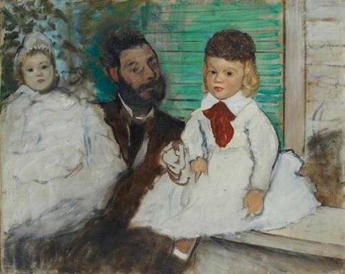 ドガ【リュドヴィック・ルピック伯爵とその娘たち】 - 手描き 絵画