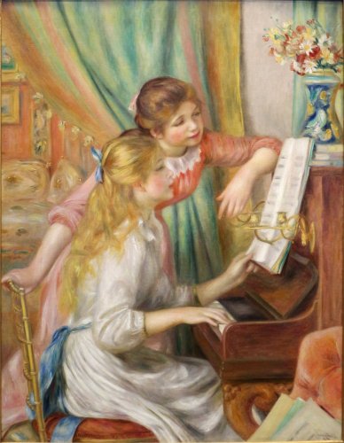 ルノワール【ピアノを弾く少女たち】(オルセー美術館) - 手描き 絵画（油絵複製画）販売のアート名画館