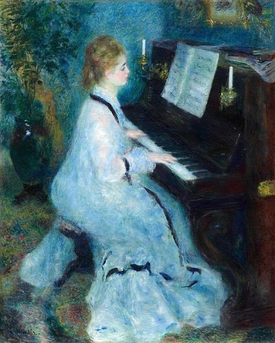 ルノワール【ピアノを弾く女性】 - 手描き 絵画（油絵複製画）販売の