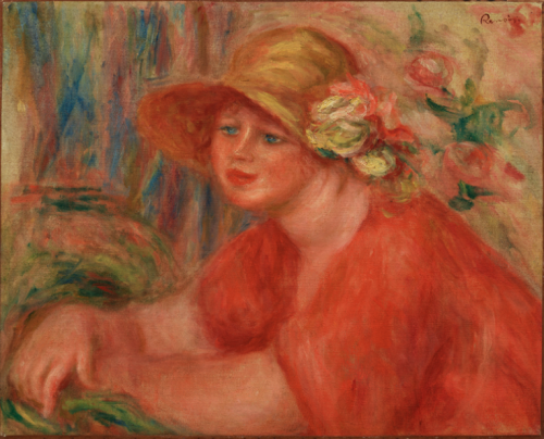 ルノワール【花のついた帽子の女】 - 手描き 絵画（油絵複製画）販売の