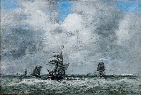 ブーダン【海洋の帆船】 - 手描き 絵画（油絵複製画）販売のアート名画館