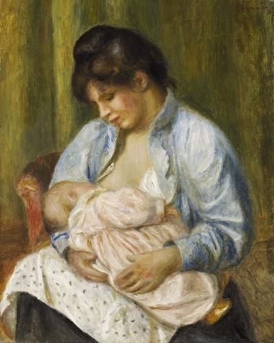 ルノワール【子どもに乳を飲ませる女性】 - 手描き 絵画(油絵 ルノワール【子どもに乳を飲ませる女性】 - 手描き 絵画(油絵