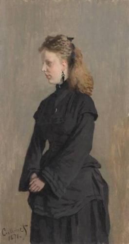 モネ【グルテ・ファン・ド・シュタート嬢の肖像】 - 手描き 絵画（油絵