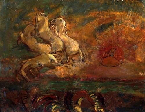 ルドン【アポロンの二輪車と大蛇】 - 手描き 絵画（油絵複製画）販売の
