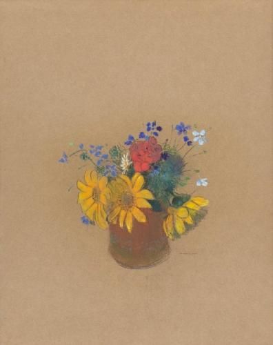 ルドン【せっ器の花瓶に生けられた花】 - 手描き 絵画（油絵複製画