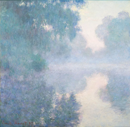 モネ展 ジヴェルニー近くのセーヌ川支流、日の出 ミニフレーム 複製画 モネ【ジヴェルニー近くのセーヌ河支流、日の出】 - 手描き 絵画
