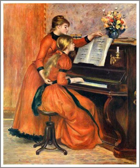 ルノワール【ピアノを弾く二人の少女】 - 絵画（油絵複製画）販売 