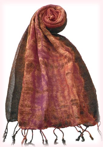 ロウシルク多色染めスカーフの全体画像