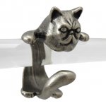 猫 リング 指輪 キャット ブサカワ猫(アンティークシルバー)フリーサイズ(9号〜15号)