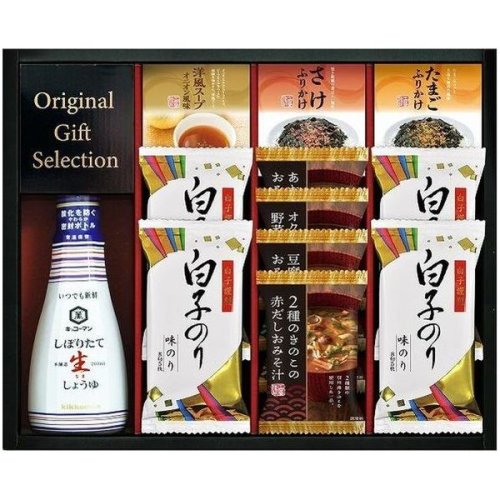 【香典返し】 キッコーマン 醤油 調味料 ギフト 生しょうゆ & フリーズドライ おみそ汁 バラエティ セット 詰め合わせ BR-35R (18) -  香典返し・法事法要ギフトならジャストハート｜カタログギフトも全品送料無料