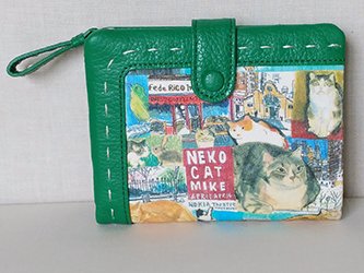 マンハッタナーズ　2つ折り財布「NY猫絵暦4月」 - ねこまや食器店 - ねこ面、猫柄食器、招き猫、マンハッタナーズ