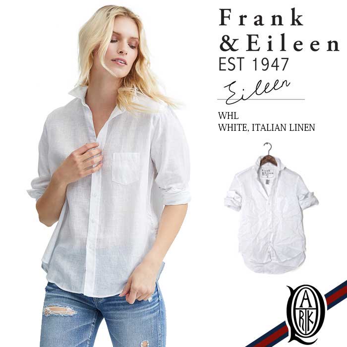 フランクアンドアイリーン　シンプルシャツ　XS ホワイト　リネン100%t769