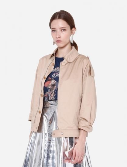 17S/S finx cotton satin french flight jacket beige beautiful