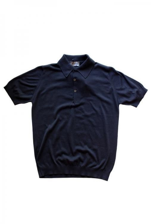 S3798 コットンニットポロシャツ NAVY JOHN SMEDLEY ジョンスメドレー