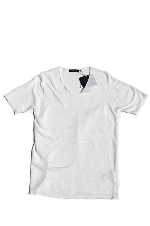 17S/S 半袖リネンVネックニット 2 BIANCO ROBERTO COLLINA ロベルトコリーナ - THE PARK ONLINE SHOP