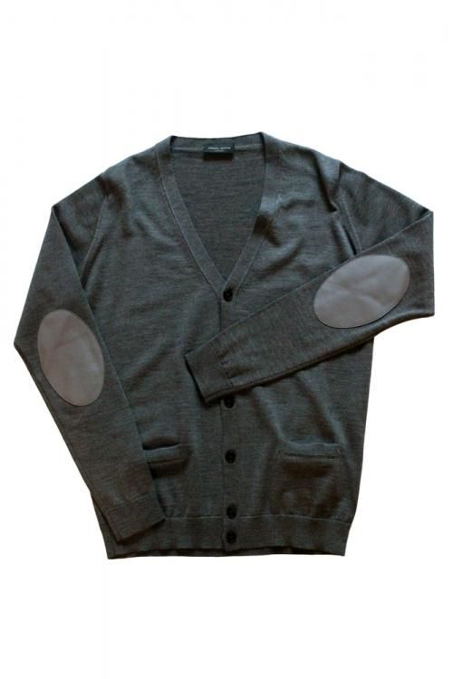 ロベルトコリーナ カーディガン レザーエルボーパッチ 18-19A/W エルボーパッチカーディガン RY01010T 18 GRIGIO MED