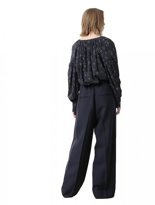 19-20A/W ヴィスコースギャバジンラインワイドパンツ navy 19-20A/W ヴィスコースギャバジンラインワイドパンツ navy