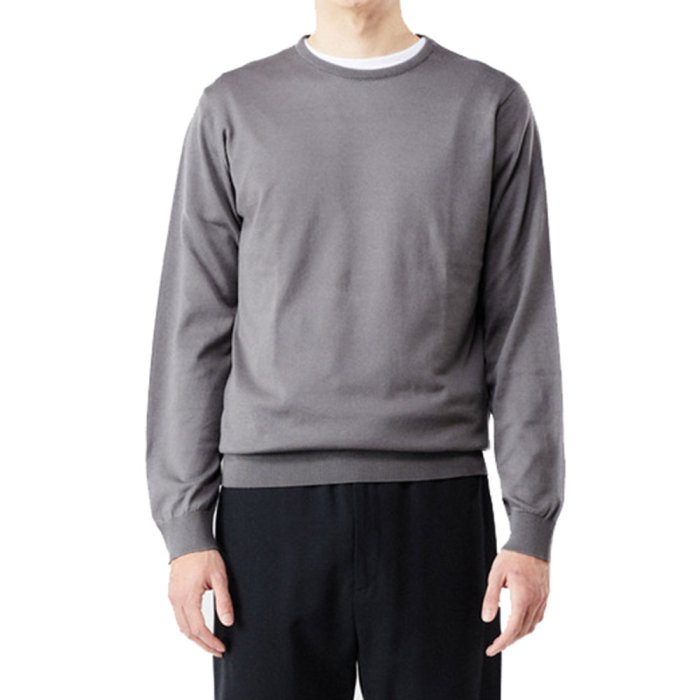 JOHN SMEDLEY EMMETT メンズ 30G 長袖 クルーネックニット COBBLE GREY