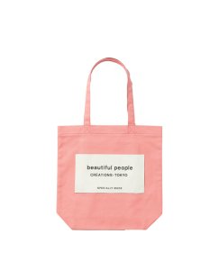 【正規取扱店】beautiful people SDGs name tag tote bag pink ビューティフルピープル