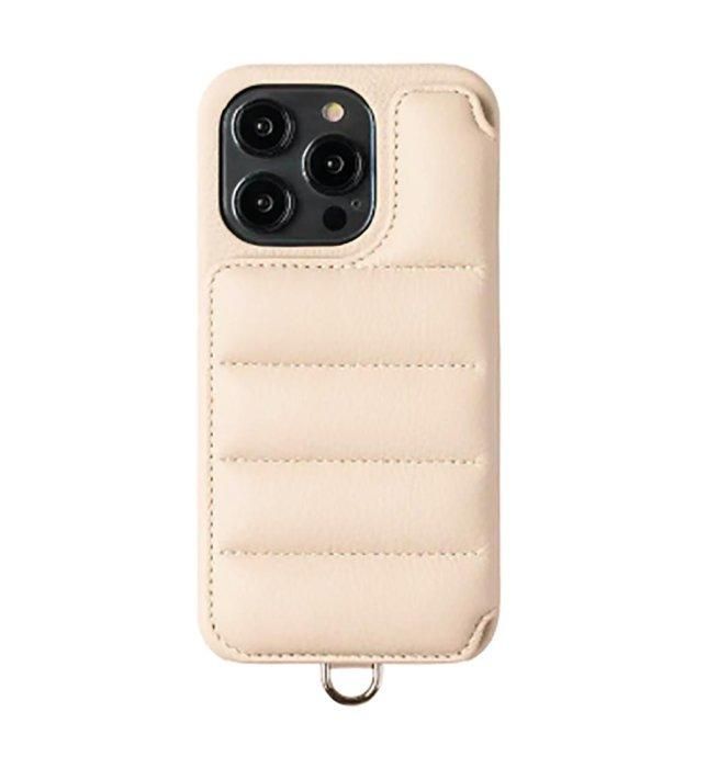 DEMIU デミュウiPhone15ケースストラップ付ベージュ