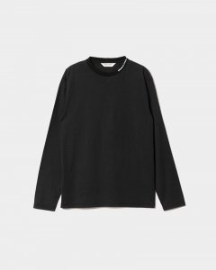 谷Źbeautiful people supima cotton jersey knit collar long T black