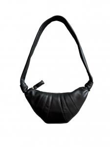 谷ŹLEMAIRE SMALL CROISSANT BAG SOFT NAPPA LEATHER BLACK (᡼)