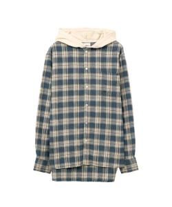 谷ŹKAMIYA Hooded Check Shirt BLUE(ߥ)