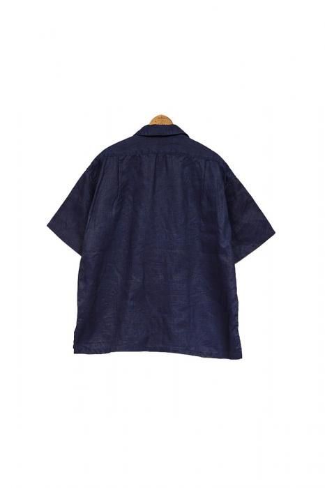 谷ŹNIGEL CABOURN OPEN COLLAR SHIRT LINEN INDIGO (ʥ륱ܥ)Υ֥᡼