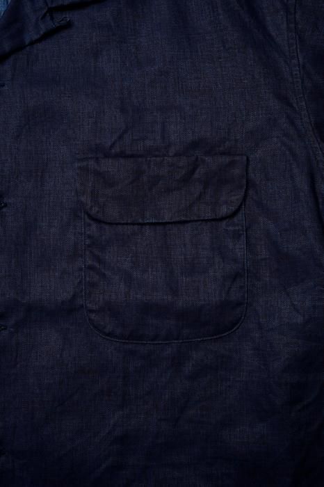谷ŹNIGEL CABOURN OPEN COLLAR SHIRT LINEN INDIGO (ʥ륱ܥ)Υ֥᡼