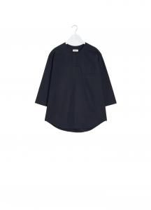 谷ŹLEMAIRE SHORT SLEEVE HENLEY TOP BLACK (᡼)