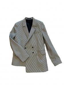 谷ŹRANDOM IDENTITIES MEN STRIPED DENIM ASYMMETRICAL BLAZER WOVEN( ǥƥƥ)