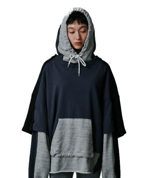 正規取扱店】FACETASM LAYERD HOODIE NAVY パーカー(ファセッタズム