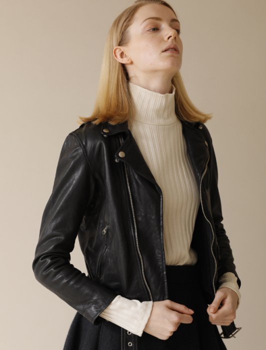 【正規通販】beautiful people 定番ライダースジャケット shrink leather riders jacket BLACK  ビューティフルピープル | THE PARK ONLINE SHOP