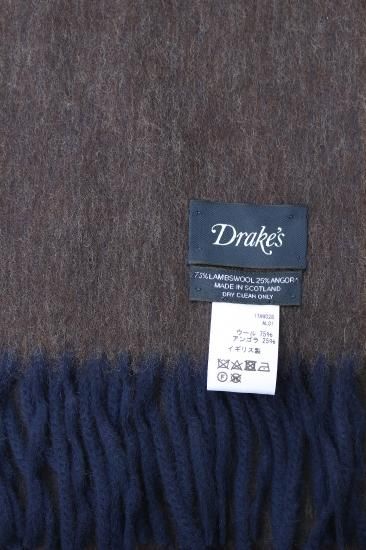 正規通販】Drake's リバーシブルマフラー 002 DK BROWN/NAVY